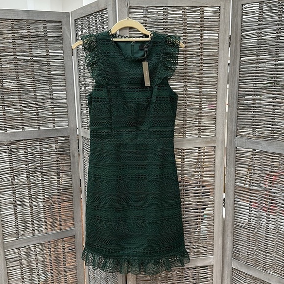 BRAND NEW J.CREW Green Lace Dress Mini 0 - Picture 5 of 7